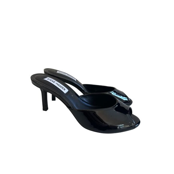 STEVE MADDEN Black Patent Leather Sandals Heels Size 8 - Picture 7 of 11